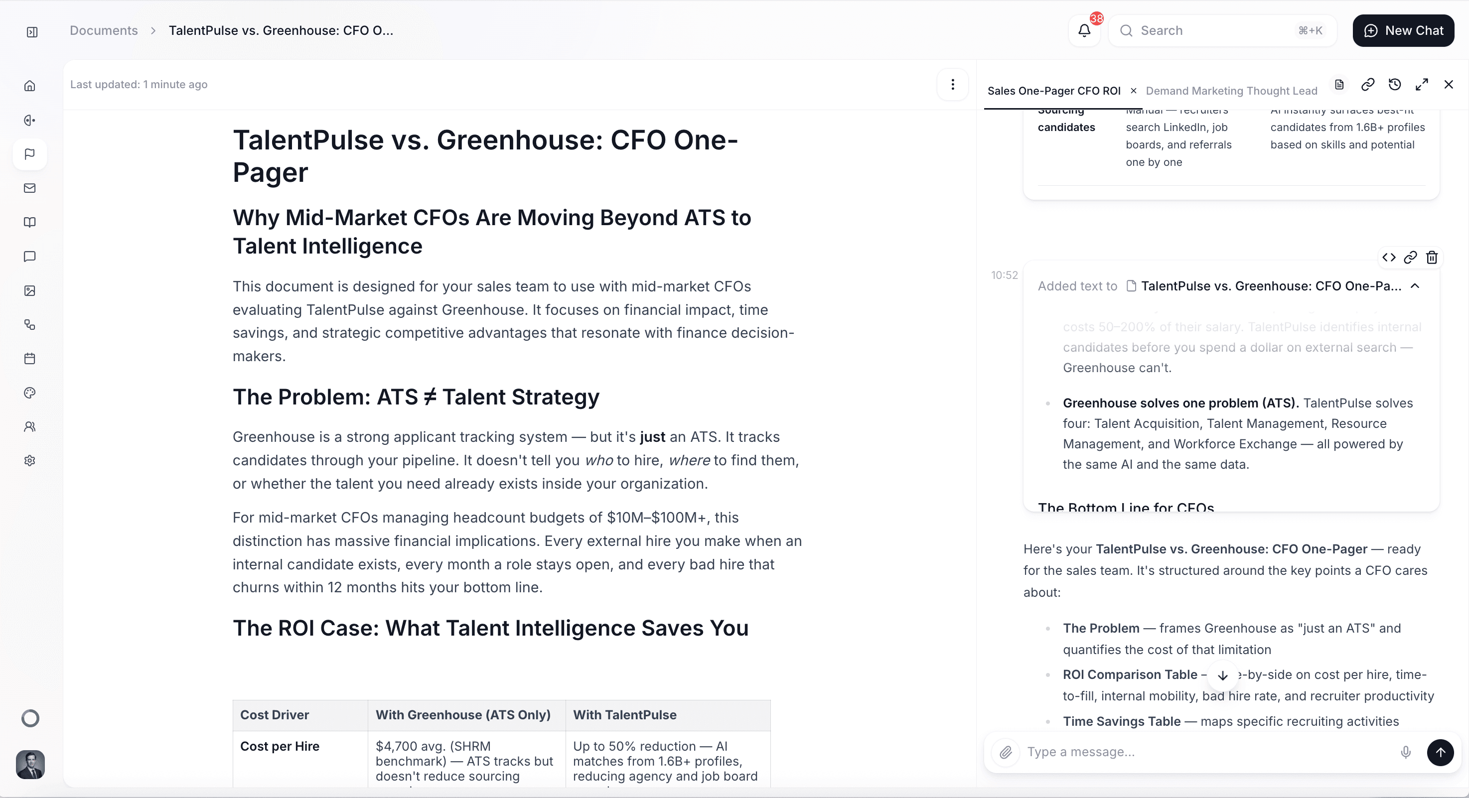 Create a One-Pager for the Sales Team