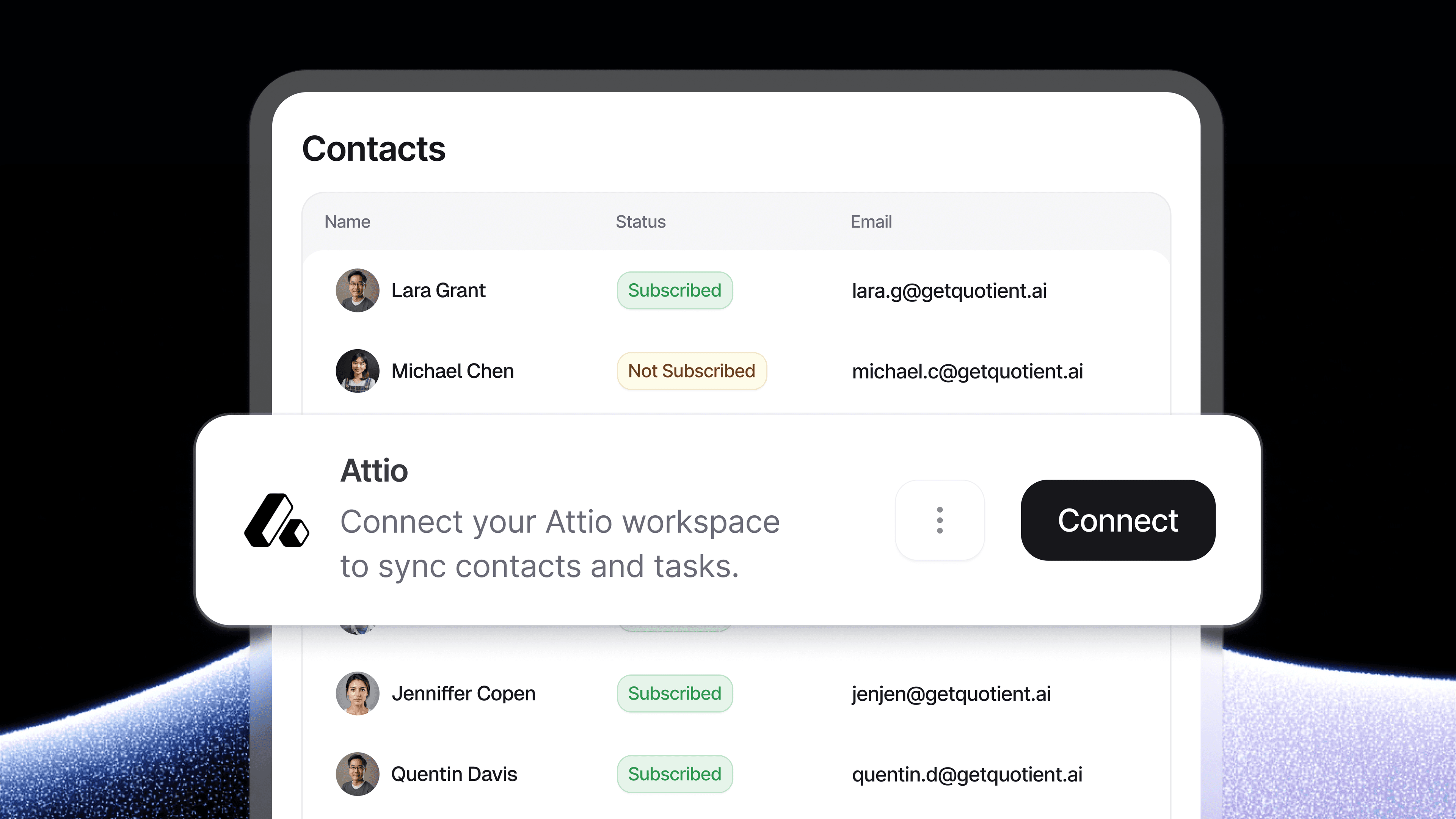 Contacts in Quotient with a CRM connection