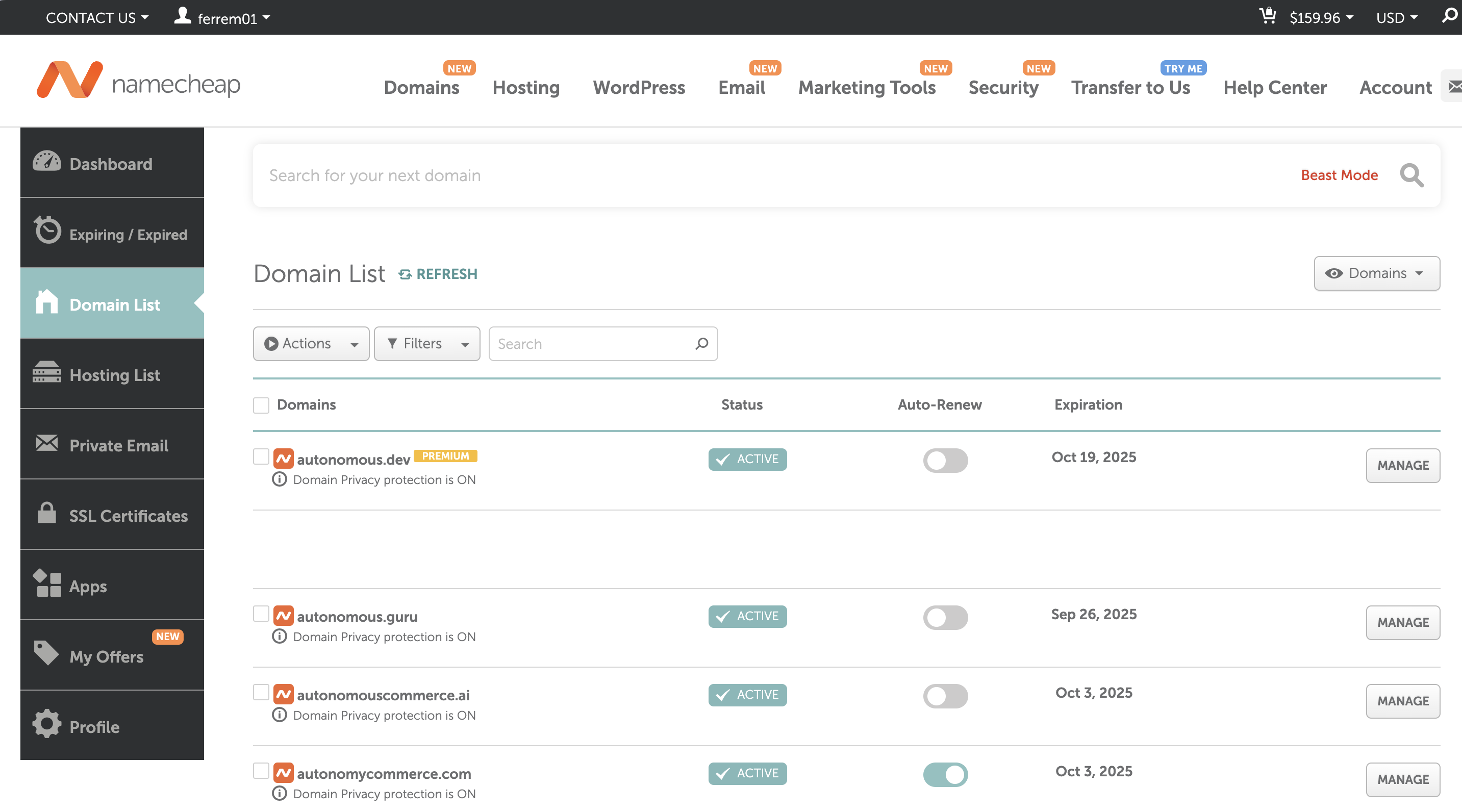 Domain List