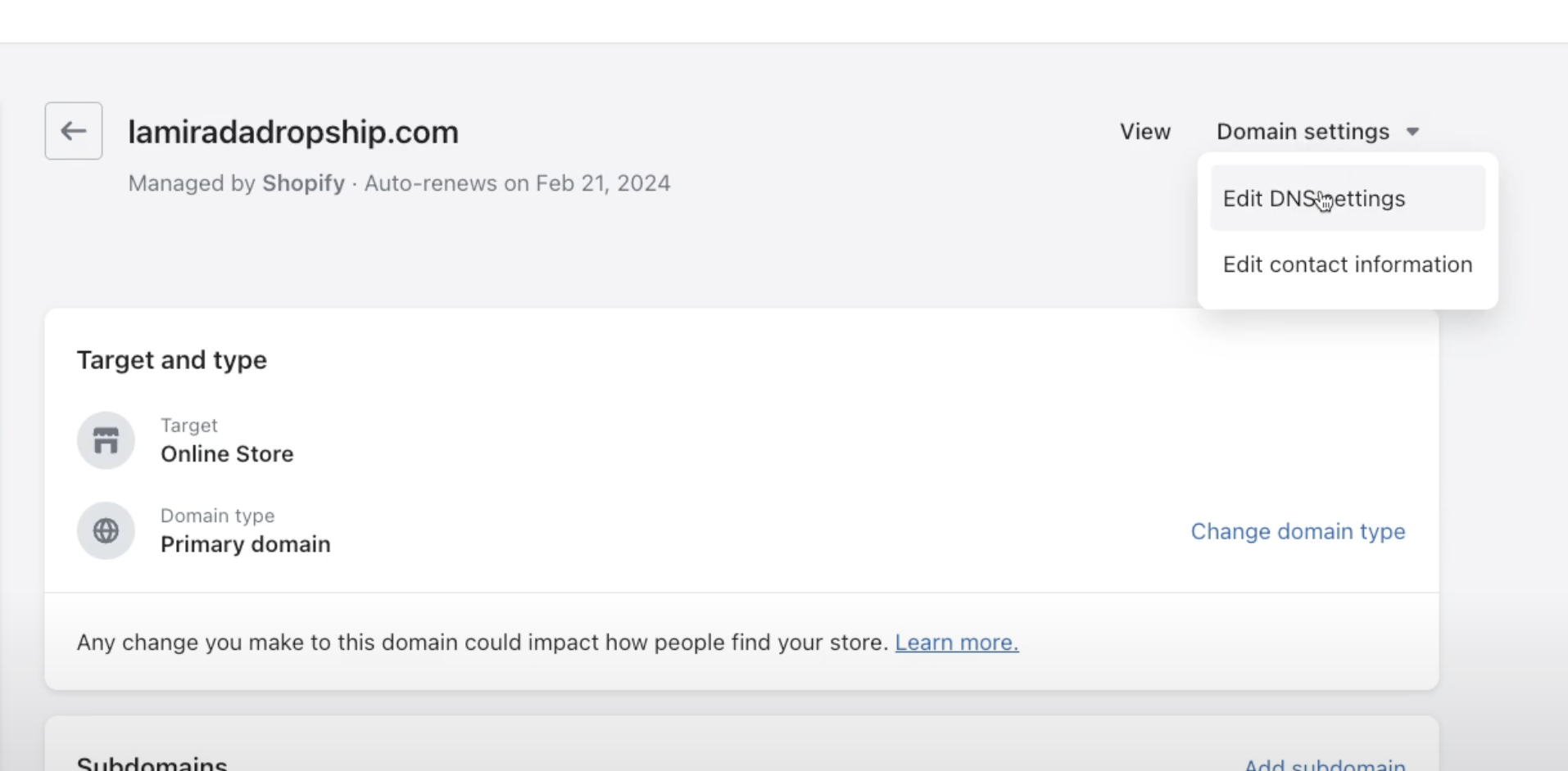 Edit Domain