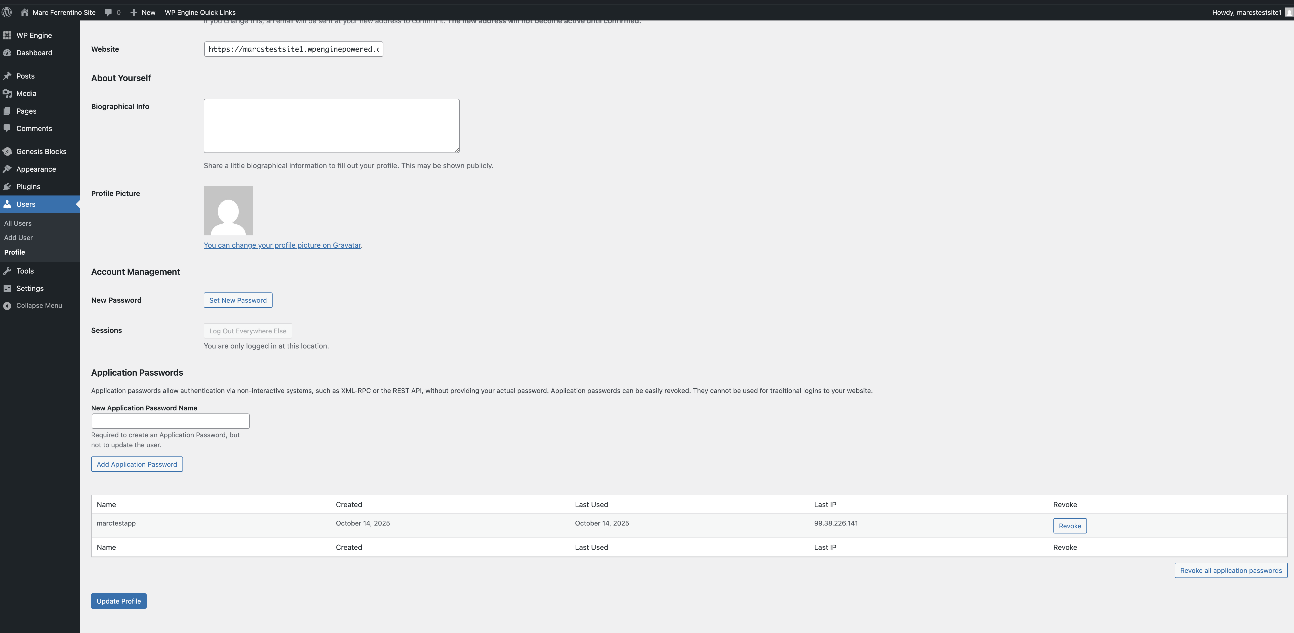 Application Password Creation
